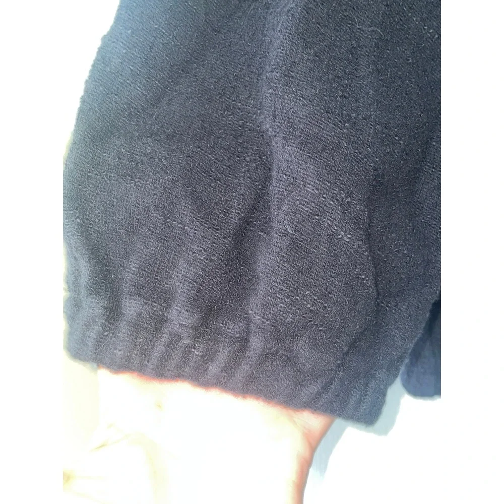 Madewell Black Textured Cotton V-Neck Puff Sleeve Top Womens‎ Medium G2042